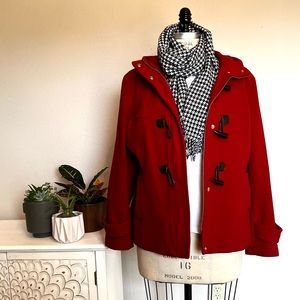 Croft & Barrow Women's Red Wool Winter Coat with Hood Sz XL